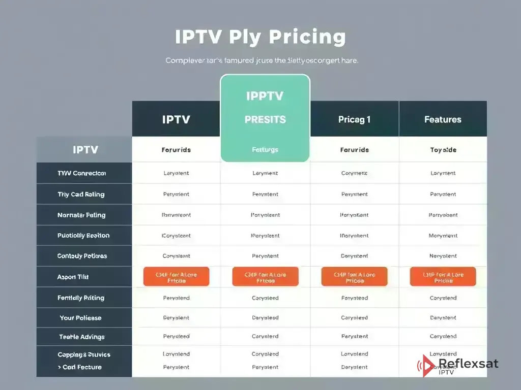Comparison chart of Reflexsat IPTV pricing plans
