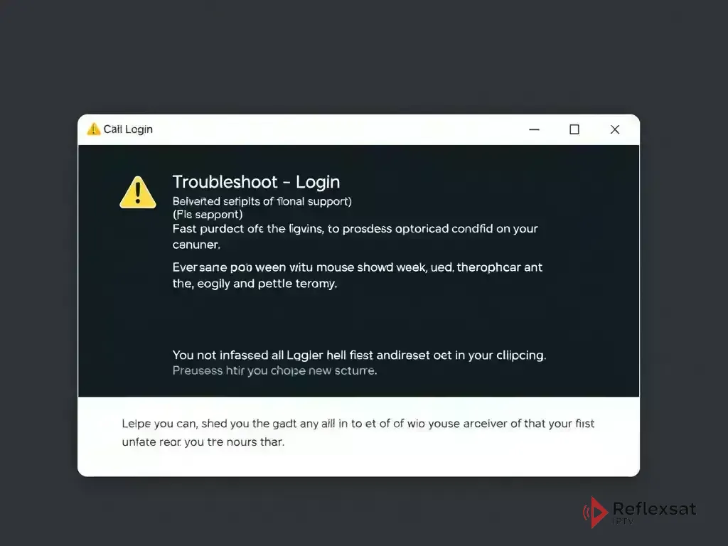 Login error screen with troubleshooting tips